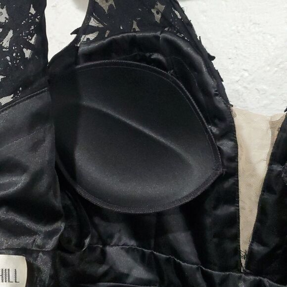 Sherri Hill Black Embroidered Prom Mini Dress Size 10 - Picture 11 of 17